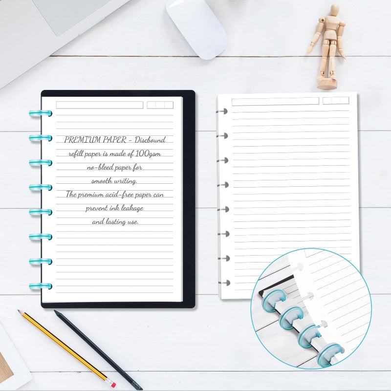 Billtigif Discbound Refill Paper  Disc Paper Refill for Note-Taking System Discbound Planner Inserts with 240 Pages  5 Sheets Dividers White Paper Refill  Junior Size 5.6"" x 8.3 "" - Image 5